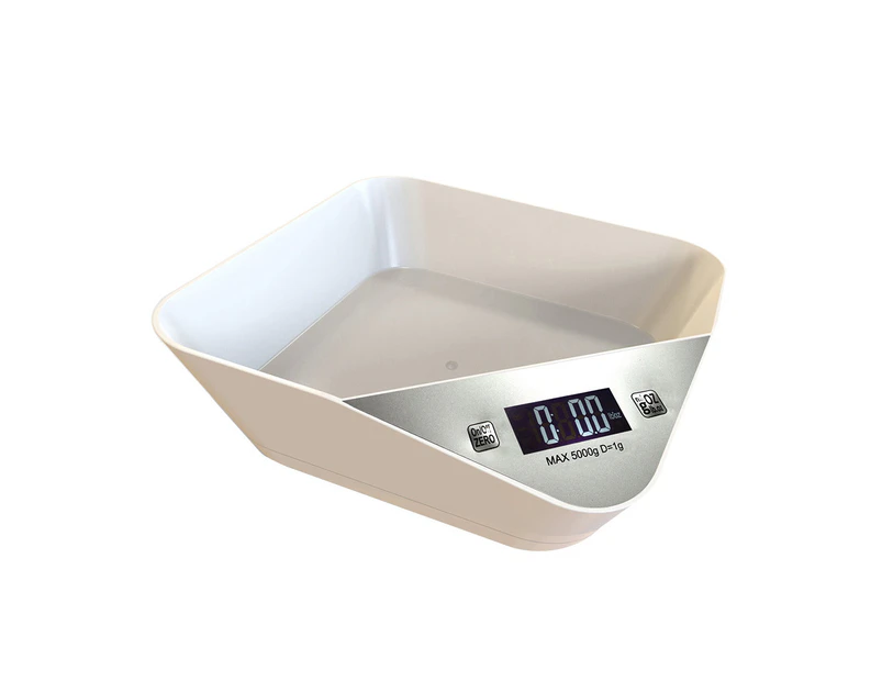 5kg High Precision Electronic Integrated Bowl Kitchen Food Baking Weighing Scale White