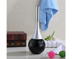 Toilet Brush - Stainless Steel Toilet Brush And Stand Bathroom Set Cleaning Brush—Black