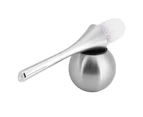 Toilet Brush - Stainless Steel Toilet Brush And Stand Bathroom Set Cleaning Brush—Silver