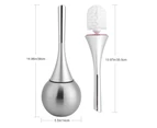 Toilet Brush - Stainless Steel Toilet Brush And Stand Bathroom Set Cleaning Brush—Silver