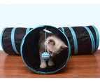 Tunnel Of Fun, Foldable 3 Way Cat Tunnel Toy With Crinkled Toy Ball Cat , Puppy, Kitten, Kitty, Rabbit