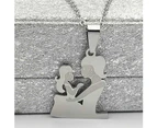 Stainless Steel Mom Daughter Pendant Charm Necklace Jewelry Mother Day Gift 11#