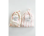 Hello Chooki Bamboo Bassinet Fitted Sheet Set of 2- Floral & Pink Stripe