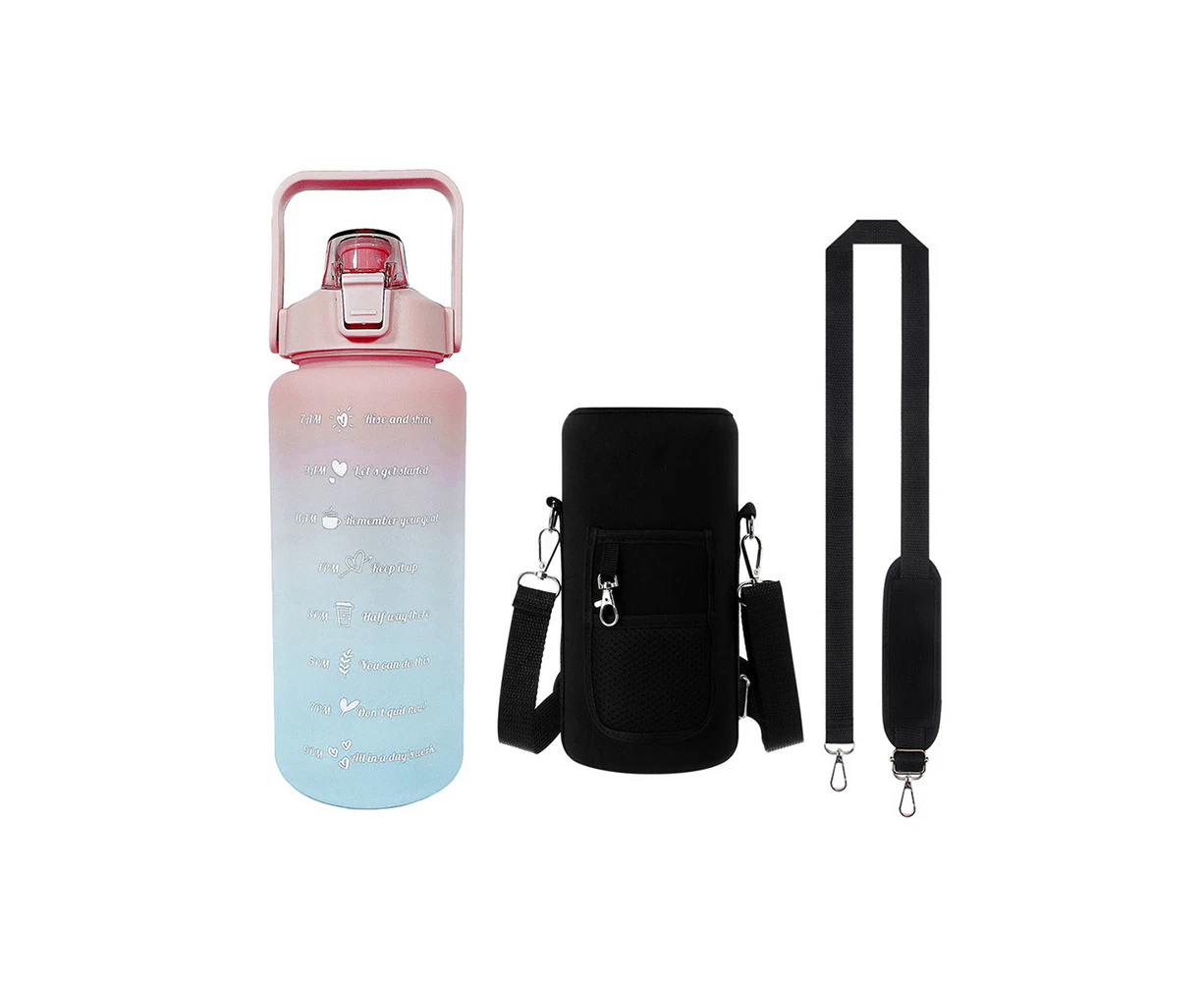 2L Collapsible Water Bottles Motivational Water Bottle with Straw