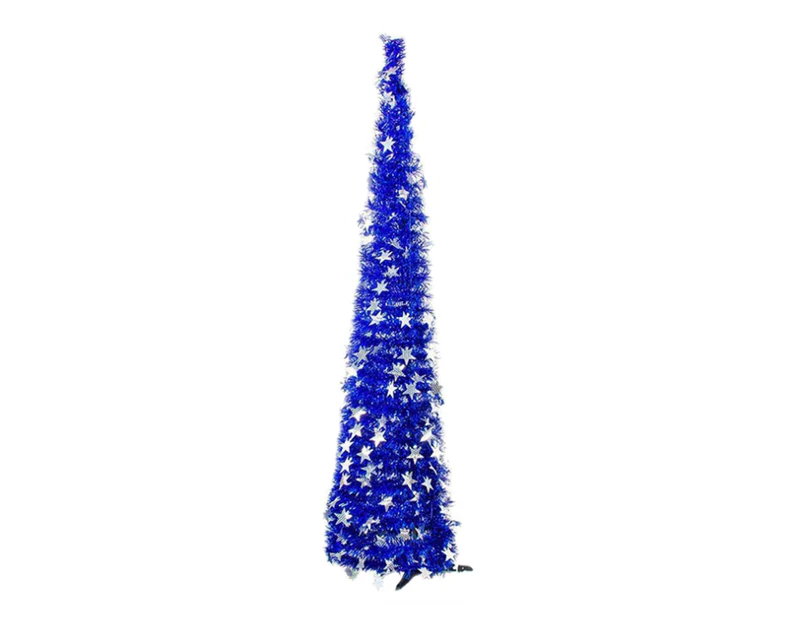 Christmas Tree Creative DIY Foldable PVC 1.5m Five-pointed Star Ornament Collapsible Tinsel Xmas Tree for Party-Coffee