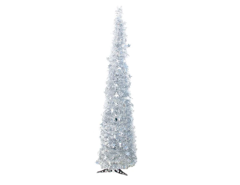 Christmas Tree Creative DIY Foldable PVC 1.5m Five-pointed Star Ornament Collapsible Tinsel Xmas Tree for Party