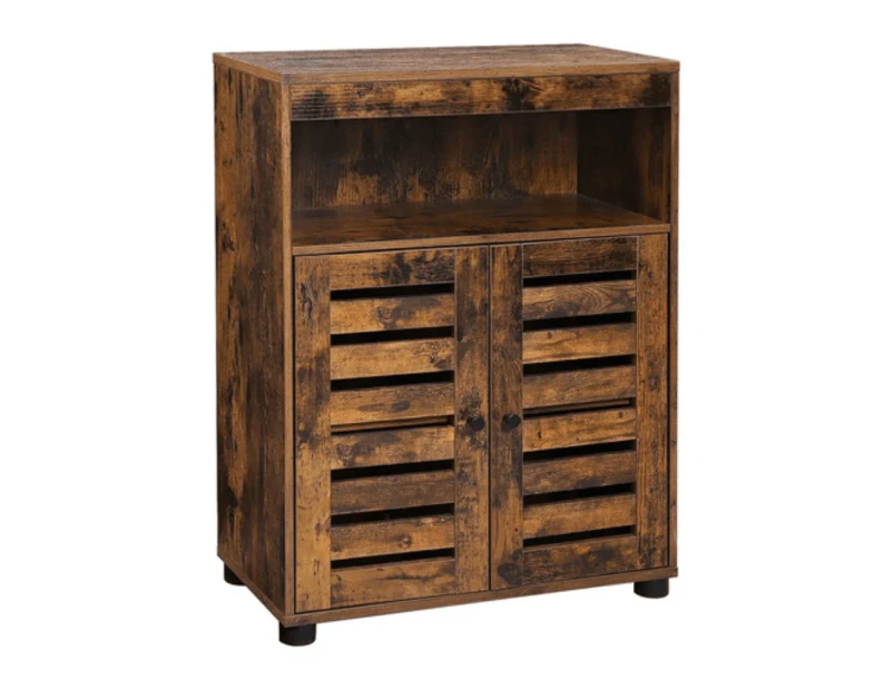 Vasagle Cupboard Storage Cabinet with Shelves and Louvered Door Rustic Brown