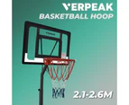 Verpeak Basketball Hoop Stand 2.1-2.6m Sports Exercise (Black)
