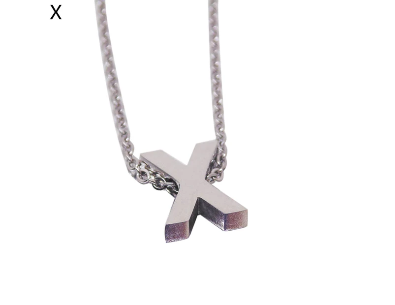 Women Necklace Letter Shape Unisex Smooth Alloy Men Pendant for Gift X