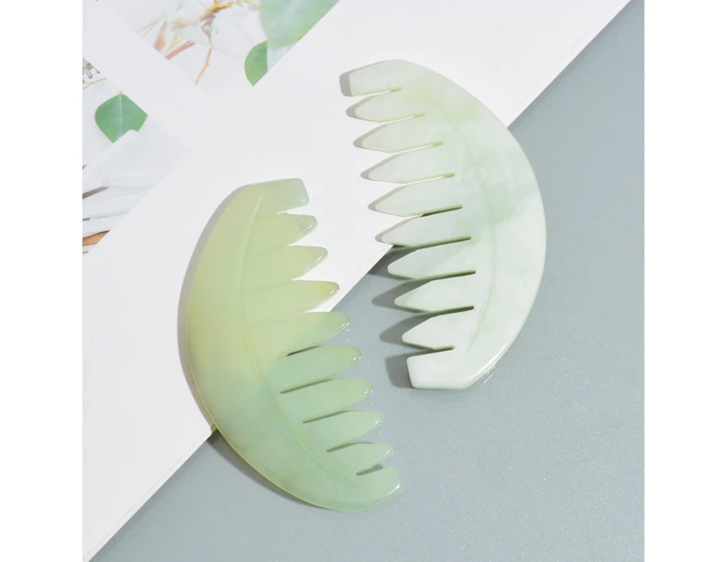 Jade Comb Scratchless Hurtless to Scalp Stone Jade Stone Guasha Comb for Hair-Color Random