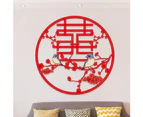 Chinese Xi Letter Hollow Phoenix Cloth Wall Sticker Paster Wedding Bedside Decor