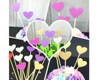 10 Pcs Colorful Glittering Heart Birthday Cake Topper Party Wedding Food Decor
