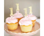 10Pcs Number 1 Glitter Cake Toppers First Birthday Party Dessert Cupcake Decor
