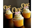 6Pcs Figure One Glitter Cake Toppers Baby First Birthday Party Cupcake Decor
