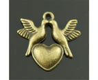 12 Pieces Metal Pendant Charms Birds With Heart 21x21mm Supplies For Jewelry Findings Components A10448