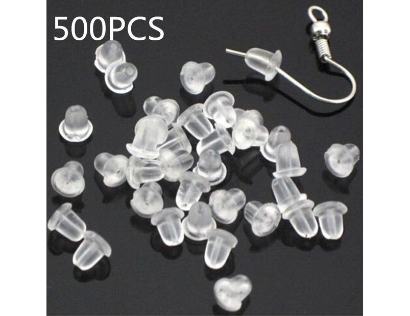 Peigu 500PCS 4mm Silicone Rubber Earring Back Plugs Stoppers Nuts Findings Jewelry
