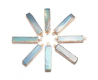 1Pcs Rectangle Blue Agate Pendant Gemstone Charms for DIY Necklace Anklet Sewing Craft Jewelry Accessory Making