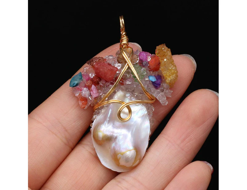 New Style Fashion Pendant Natural Pearl Irregular Winding Rainbow Stone For Jewelry Making DIY Necklace Accessory