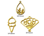 5Pcs Leaf Fan Ice Cream Pendant Blank Resin Frames Bezel Setting Jewelry Making