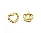 2Pcs Crown Heart Pendant Blank UV Resin Frames Open Bezel Setting Jewelry Making