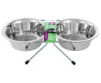 Paws & Claws 750mL Double Pet Bowl w/ Stand - Grey