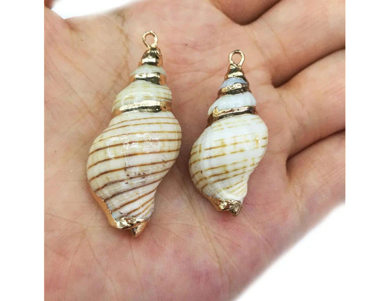 5PCS Conch Shape Stripe Shell Pendant Gemstone Charms for DIY Necklace Anklet Sewing Craft Jewelry Accessory