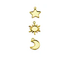 30pcs Metal Frame Star Moon Sun Pendant Open Bezel Setting Cabochon UV Resin Charm Jewelry