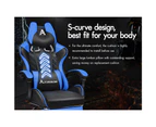 ALFORDSON Gaming Chair PU Leather with Footrest Black & Blue