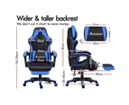 ALFORDSON Gaming Chair PU Leather with Footrest Black & Blue