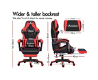 ALFORDSON Gaming Chair PU Leather with Footrest Black & Red