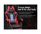 ALFORDSON Gaming Chair PU Leather with Footrest Black & Red