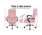 ALFORDSON Office Chair Executive PU Leather Seat with Footrest Pink