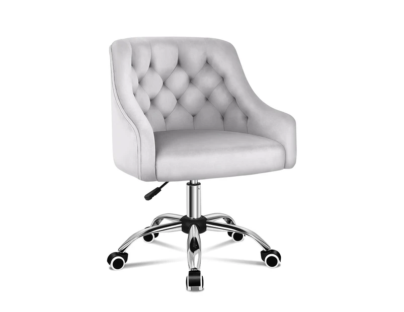 ALFORDSON Velvet Office Chair for Work Mid Back Grey