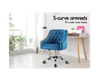 ALFORDSON Velvet Office Chair for Work Mid Back Navy