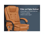 ALFORDSON 8-Point Massage Office Chair with Heated Seat Executive PU Leather Brown