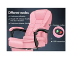 ALFORDSON Massage Office Chair Footrest Executive PU Leather Pink