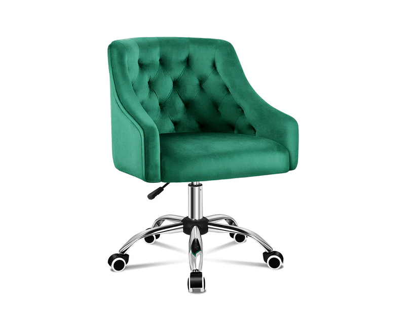ALFORDSON Velvet Office Chair for Work Mid Back Jade