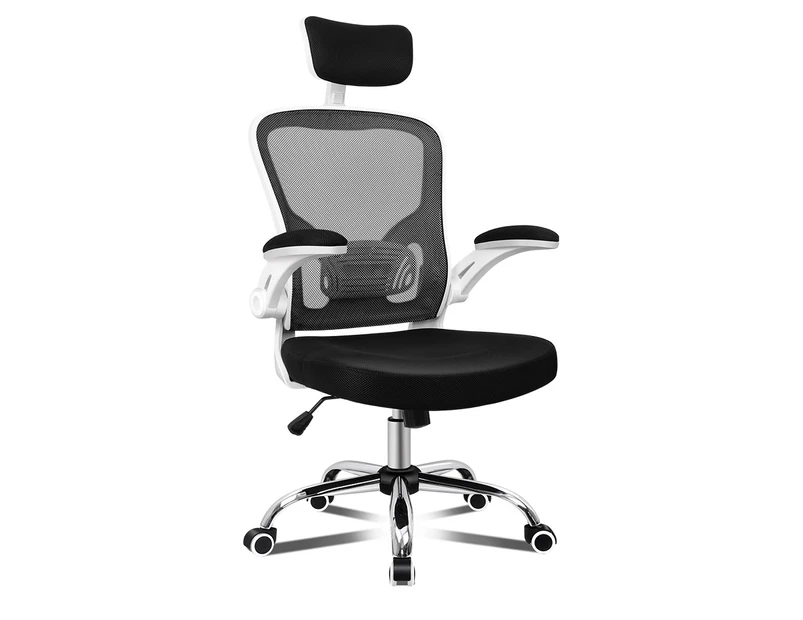 ALFORDSON Mesh Office Chair Flip-up Armrests Black & White