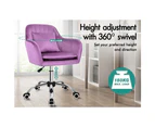 ALFORDSON Velvet Office Chair Orla Purple