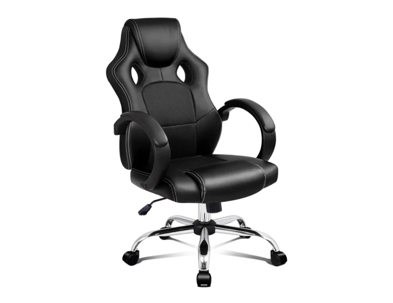 ALFORDSON Office Chair Executive PU Leather Mesh Seat Black