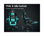 ALFORDSON Gaming Chair 2-Point Massage Lumbar Cushion Xavier Black & Cyan
