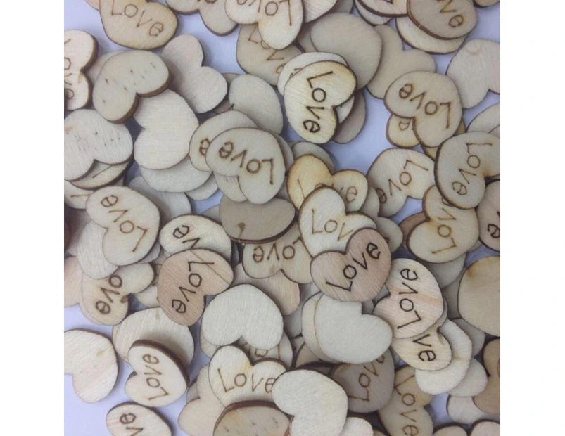 100pcs Rustic Wood Wooden Hearts Love Wedding Table Scatter Decoration  Crafts DIY Craft Accessories Vintage Wedding Decorations