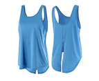 Bonivenshion Women's Sleeveless Workout Tank Crop Sports Shirts Quick Dry Yoga Tanks Tops Loose Fit Running Tops-Blue