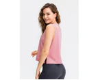 Bonivenshion Women's Sleeveless Workout Tank Crop Sports Shirts Quick Dry Yoga Tanks Tops Racerback Running Crop Tops-Pink