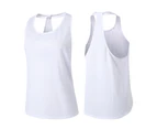 Bonivenshion Women's Sleeveless Workout Tank Crop Sports Shirts Quick Dry Yoga Tanks Tops Racerback Running Tops-White