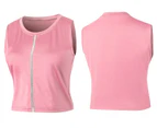Bonivenshion Women's Sleeveless Workout Crop Tops Sports Shirts Quick Dry Yoga Tanks Tops Running Tops-Pink