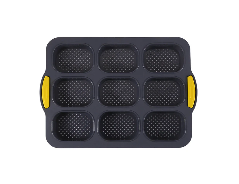 9 Grids Non-stick Bread Baking Tray Anti-deformation Silicone Fashion Bakeware Bread Baking Mold for Indoor-Grey