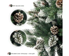 9ft/2.7m Christmas Tree Pinecone Decorated Frost Snowy Bushy Hinged Branch