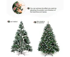 9ft/2.7m Christmas Tree Pinecone Decorated Frost Snowy Bushy Hinged Branch