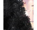 Black Christmas Tree 6FT/1.8M Fluffy Tips Metal Stand Easy Assemble Xmas Party